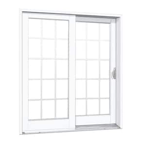 60 in. x 80 in. Smooth White Right-Hand Composite Sliding Patio Door with 15-Lite GBG