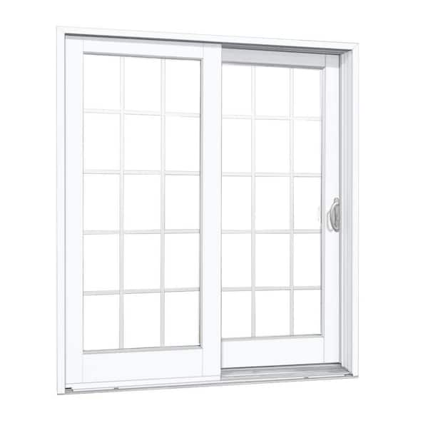 MP Doors 60 in. x 80 in. Woodgrain Interior and Smooth White Exterior Right-Hand Composite Sliding Patio Door with 15-Lite SDL