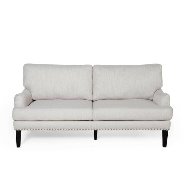 Noble House Auriga 66.75 in. Beige Solid Fabric 2-Seats Loveseats with Armrests