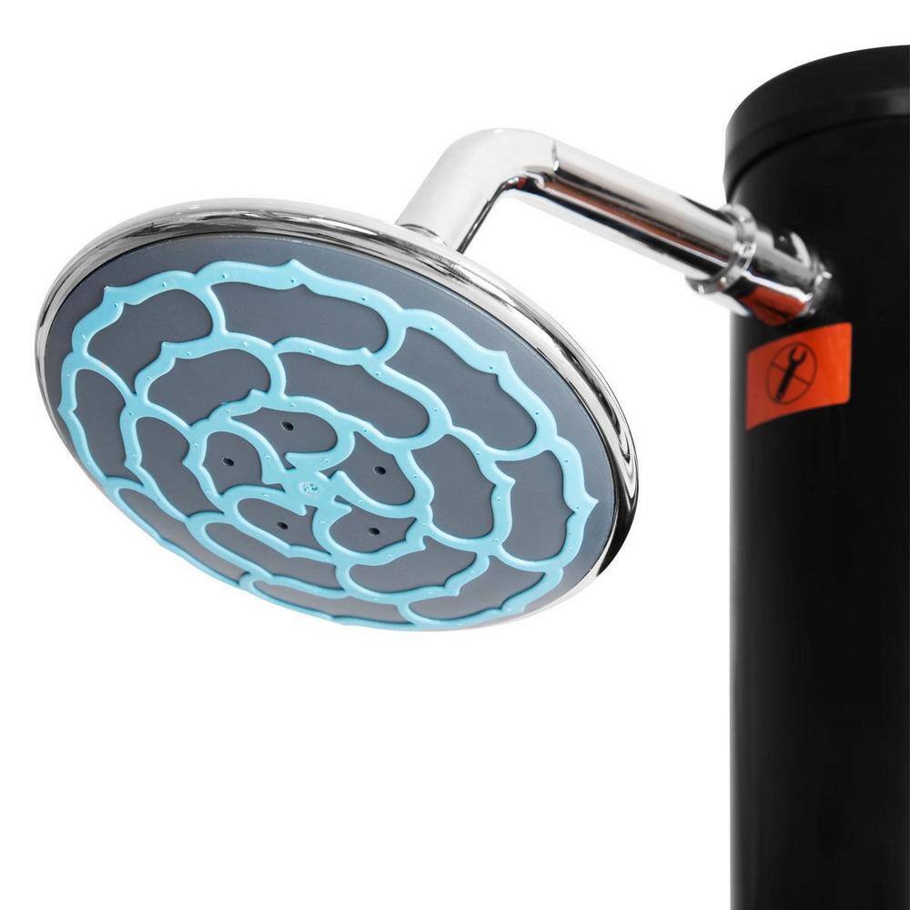 Black 7.2 Ft Solar Heated Outdoor Shower with PVC Construction