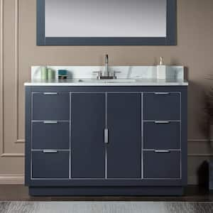 Venice 49 in.W x 22 in.D x 38 in.H Bath Vanity in Gray with Engineered stone Vanity Top in Fish Belly with White Sink