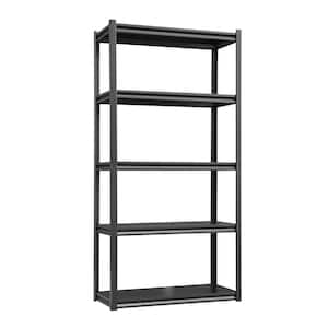 5-Tiers Steel Heavy Duty Adjustable Boltless Design Shelving Unit in Black (35.4 in. W x 72 in. H x 15.7 in. D)