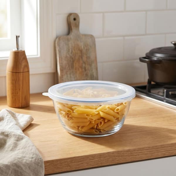 Round High Borosilicate Glass Food Storage Container with
