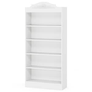 Eulas 72.8 in. Tall White Engineered Wood 5-Shelf Modern Standard Bookcase