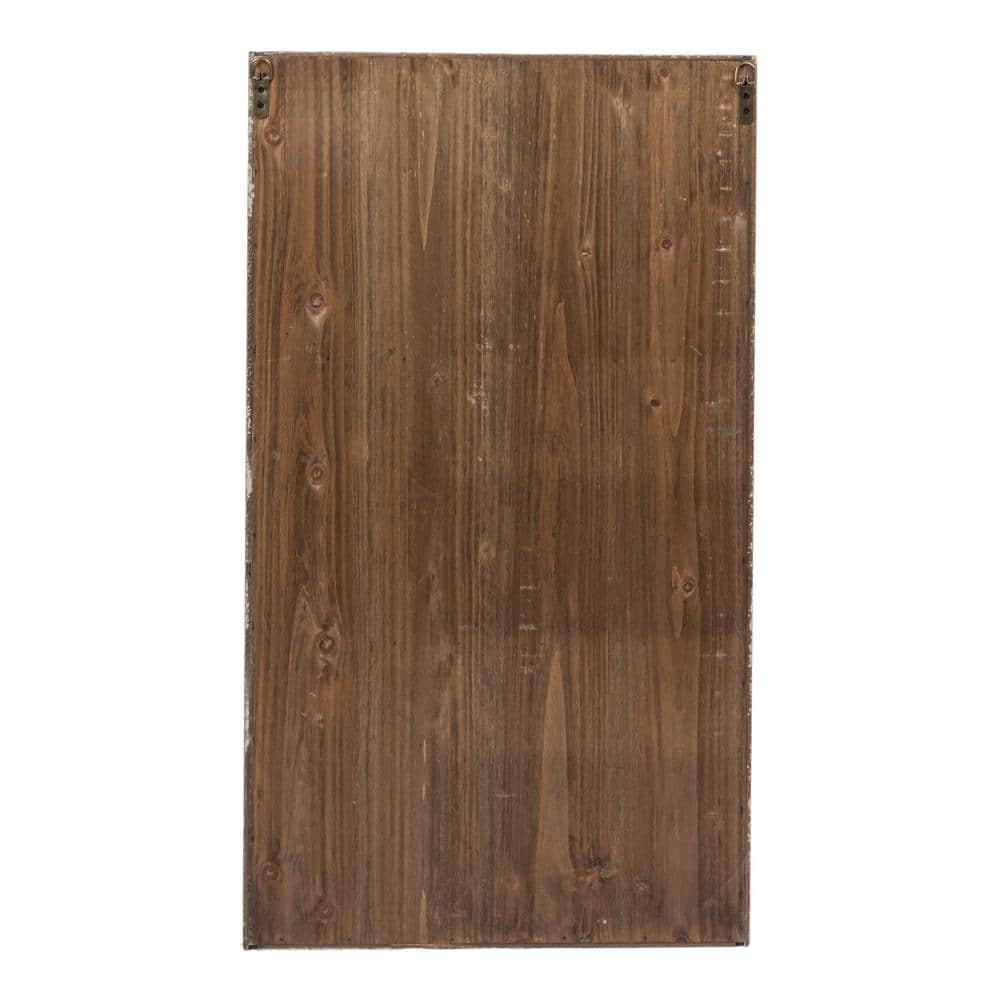 Antique White Distressed Wood Wall Cabinet with Glass Door and Shelves