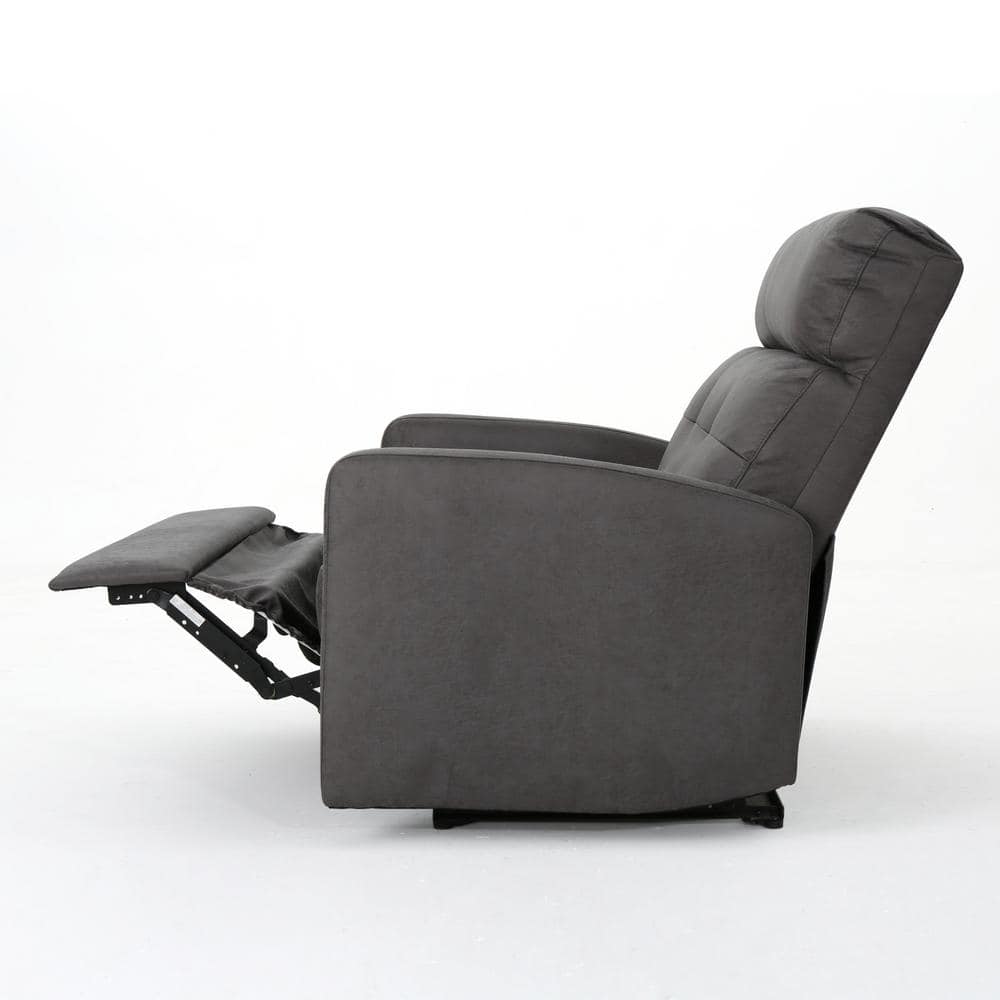 Slate Gray Microfiber 2-Seater Recliner with Wood Frame