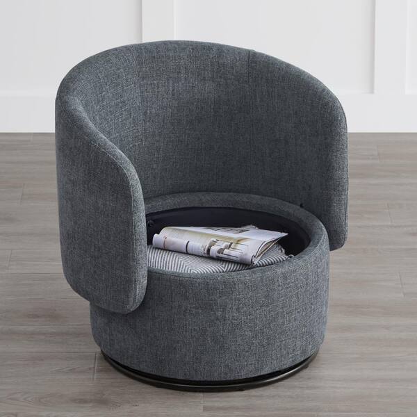 Spruce & Spring Ethan Denim Fabric Modern Swivel Accent
