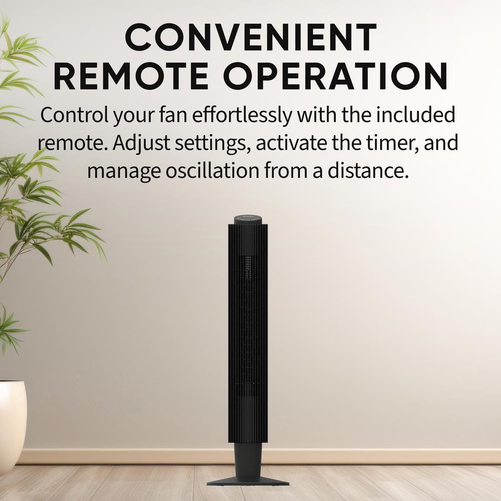 EVO 42" Black Wi-Fi Remote Controlled Tower Fan