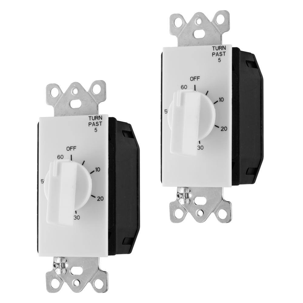 Defiant 20 Amp 60Minute InWall Spring Wound Timer with White and