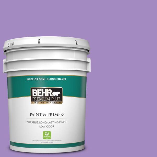 BEHR PREMIUM PLUS 5 gal. #P570-4 Classic Bouquet Semi-Gloss Enamel Low Odor Interior Paint & Primer
