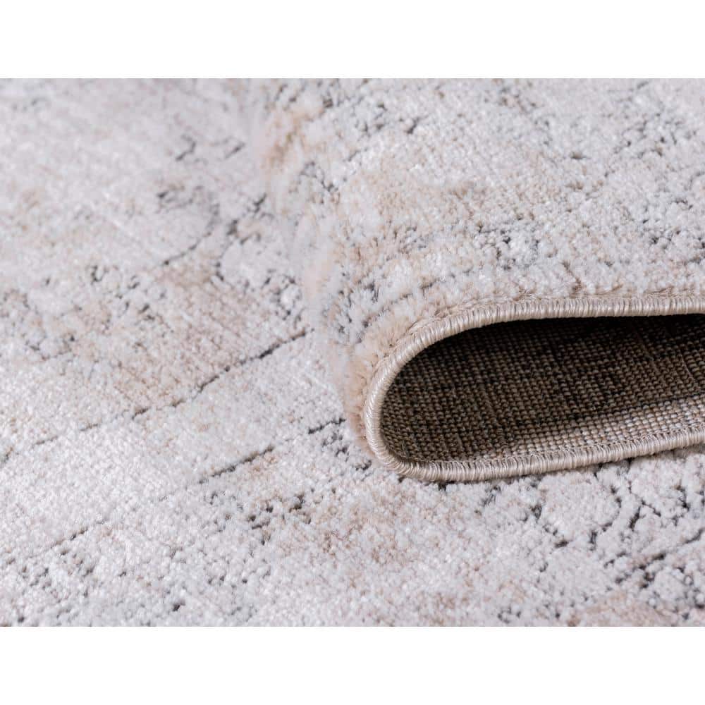 Portland Canby 6' Square Area Rug in Ivory, Gray, and Beige Medallion