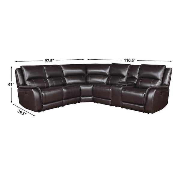Steve Silver Alexandria 6-Piece Leather Chocolate Power Sectional