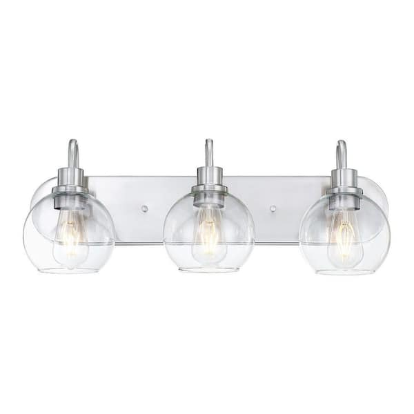 Avex 3-Light Brushed Nickel Wall Sconce with Clear Glass Shade