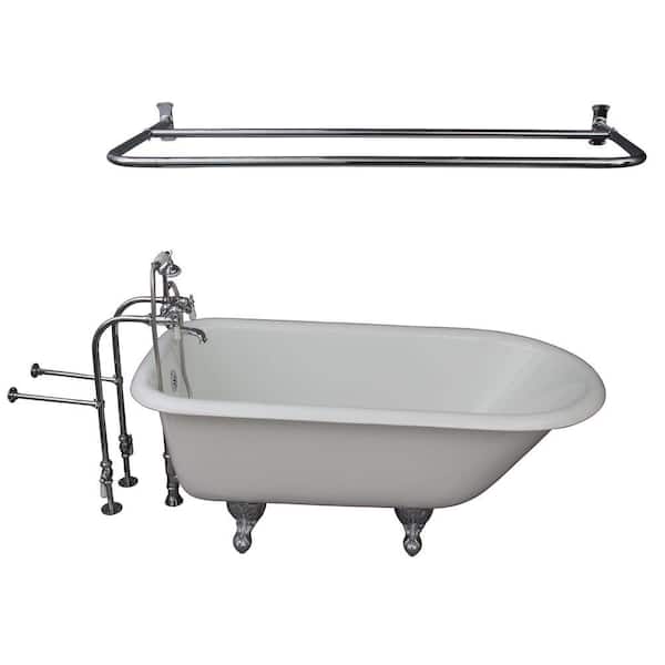 Barclay Products 5.6 ft. Cast Iron Ball and Claw Feet Roll Top Tub in White with Polished Chrome Accessories