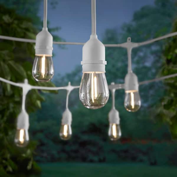 Hampton Bay 12-Light 24 ft. Indoor/Outdoor Plug-In Edison Bulb String Light with S14 Single Filament LED Bulbs in White Cord