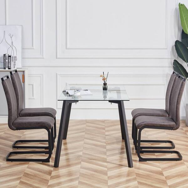 Taupe dining chairs outlet with black legs