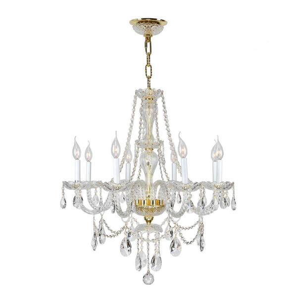 Worldwide Lighting Provence Collection 8-Light Polished Gold Chandelier with Clear Crystal