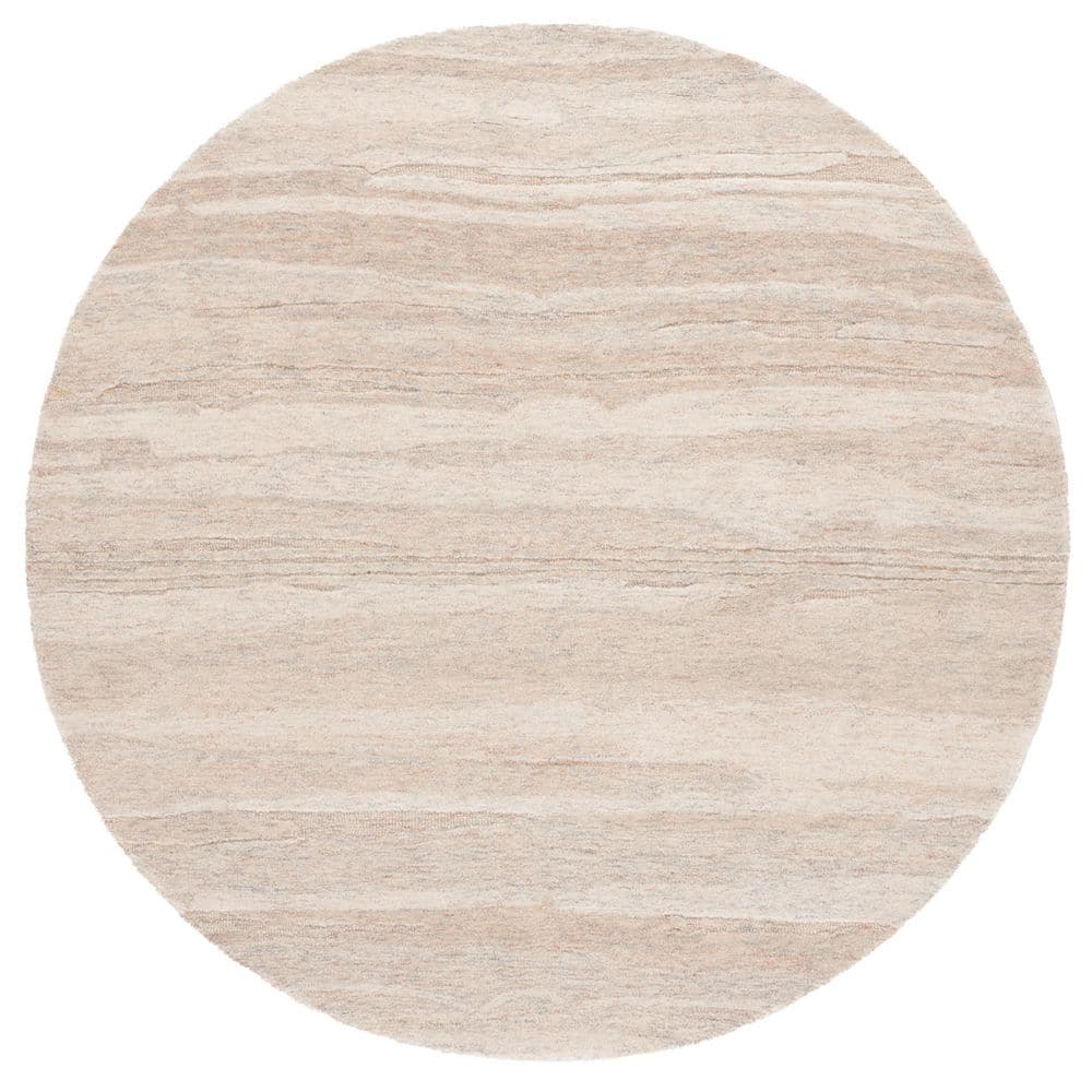SAFAVIEH Ebony 6 ft. x 6 ft. Gray/Rust Abstract Striped Round Area Rug ...