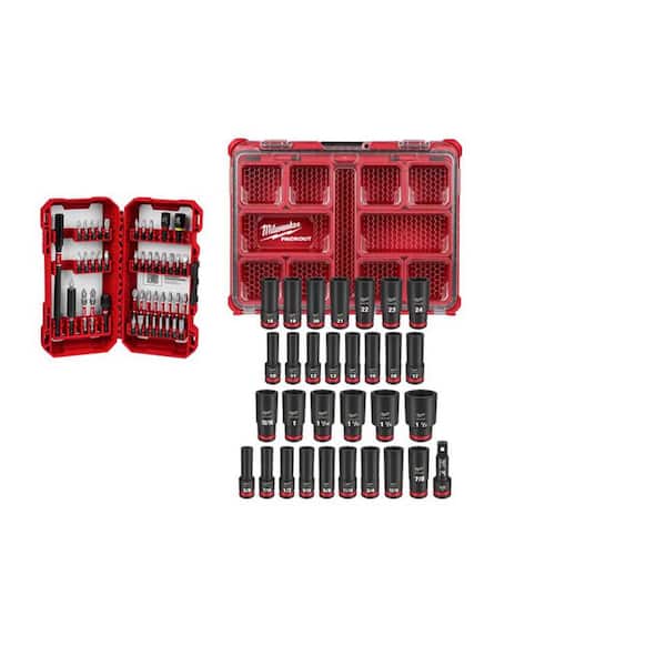 SHOCKWAVE Impact Duty Alloy Steel Screw Driver Bit Set (45-Piece) & 1/2 in. Metric & SAE Impact Socket Set (31-PC)