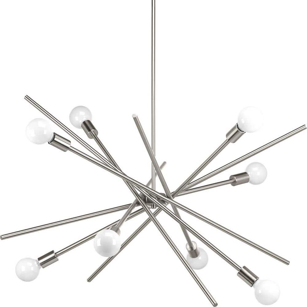 Astra 8-Light Mid-Century Modern Sputnik Chandelier in Brushed Nickel