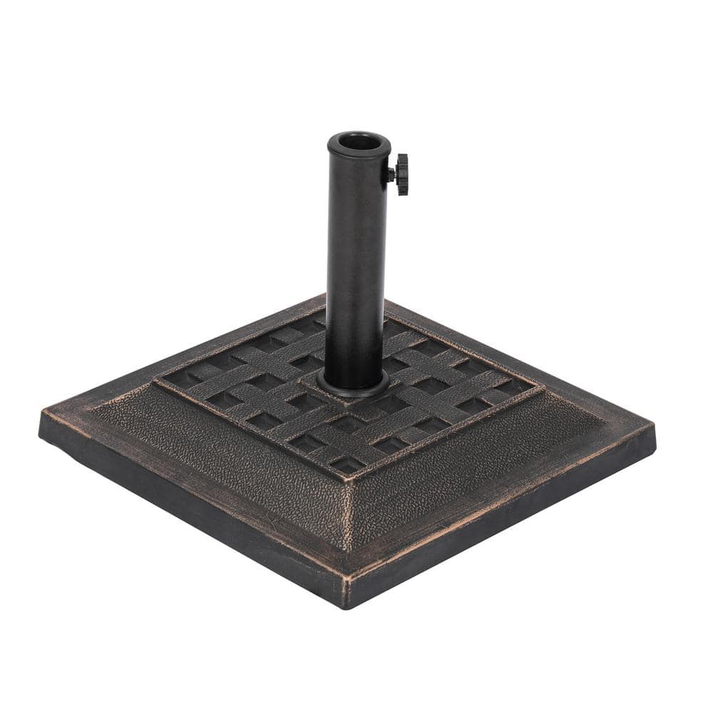 Bronze 26-lb Square Resin Umbrella Base with Metal Stem