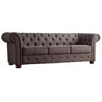 Radcliffe 91 in. Dark Grey Linen 4-Seater Cabriole Sofa with Round Arms