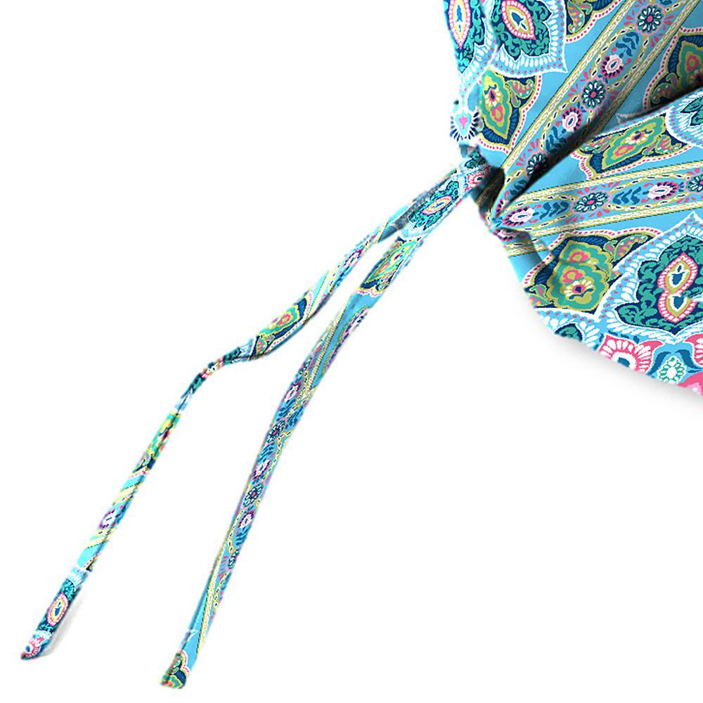 Multicolor Geometric Outdoor Chair Cushion with Ties and Hanger Loop