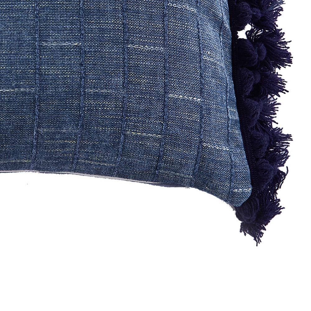 Bennett Chambray and Denim Blue Tassel Pillow 14x18