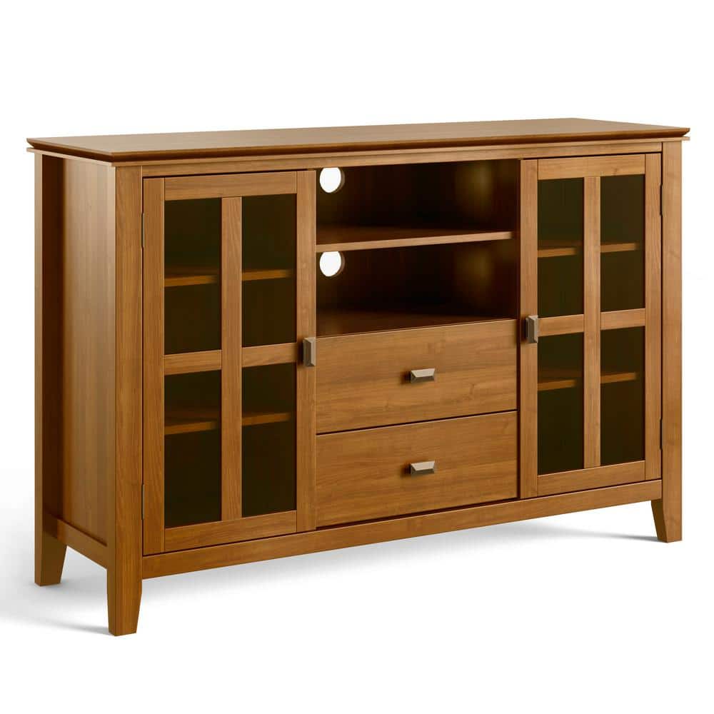 Artisan Honey Brown Solid Wood 53" Transitional Media Stand