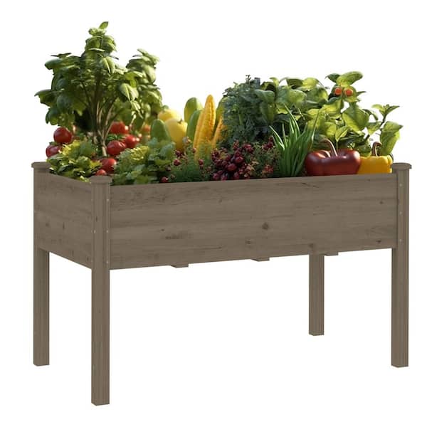 VEIKOUS 47 in. L x 23 in. W x 30 in. H Cedar Wood Raised Garden Bed, Elevated Planter Box with Liner, Brown