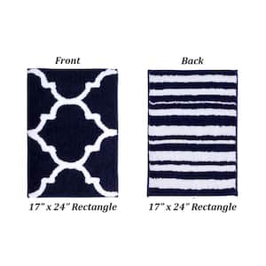 Marrakesh Collection Navy 17 in. x 24 in. 100% Polyester Bath Rug