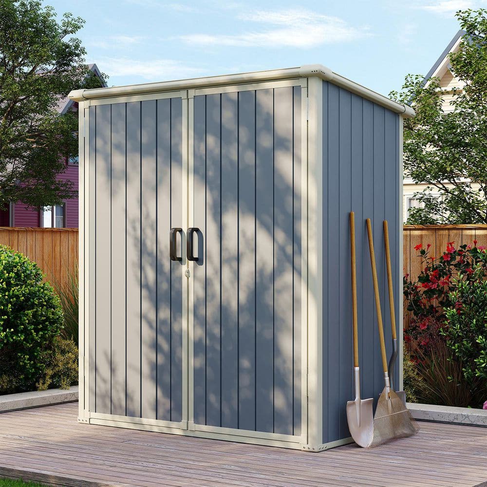 Sizzim 5 ft. W x 3 ft. D Outdoor Gray Resin Storage Shed with