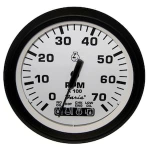 4 in. Euro Tachometer 7-Gauge with System Check Indicator in White