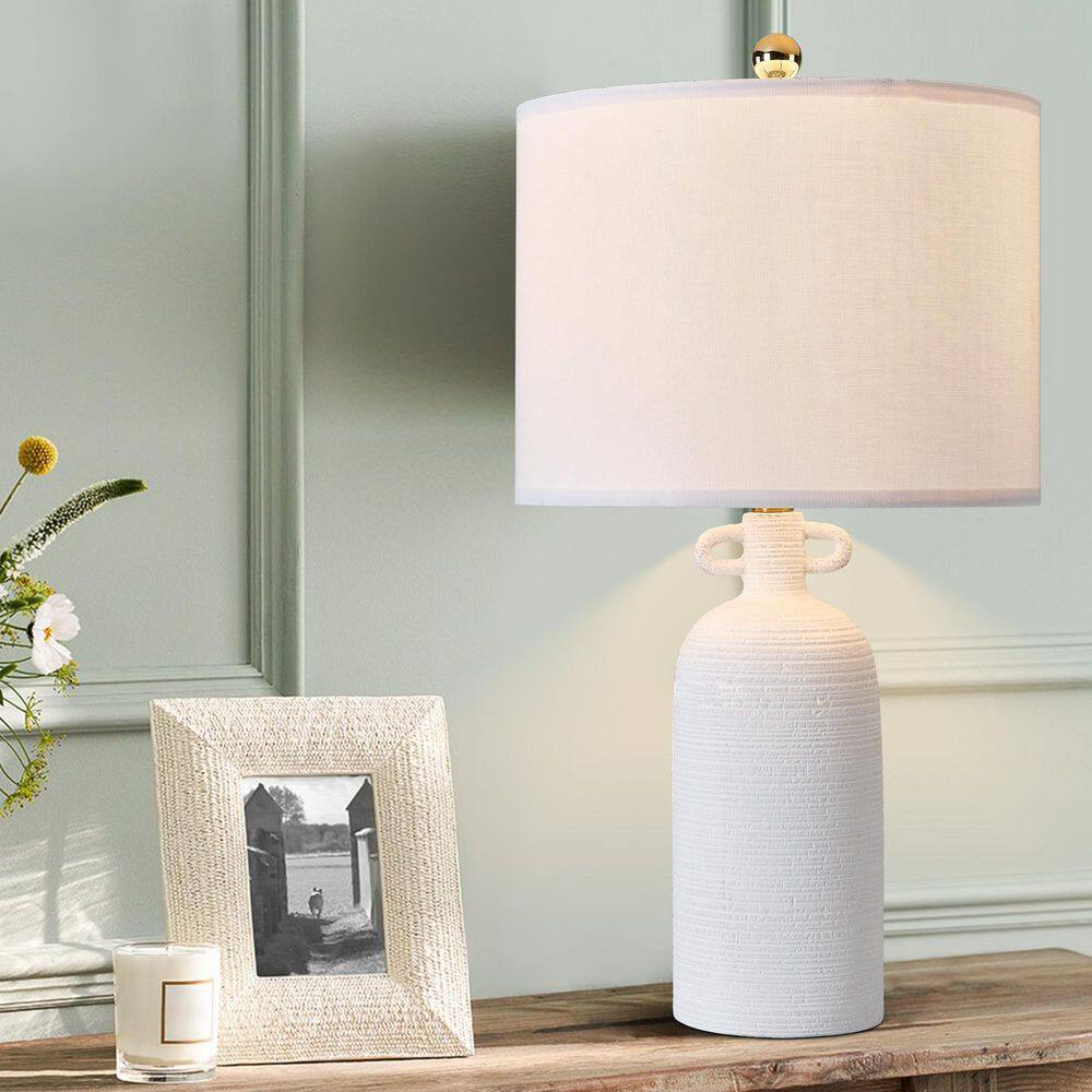 24 in. White Modern Ceramic Dimmable Bedroom Living Room Bedside Desk Nightstand Table Lamps Set of 2 price history on PriceWatchPro