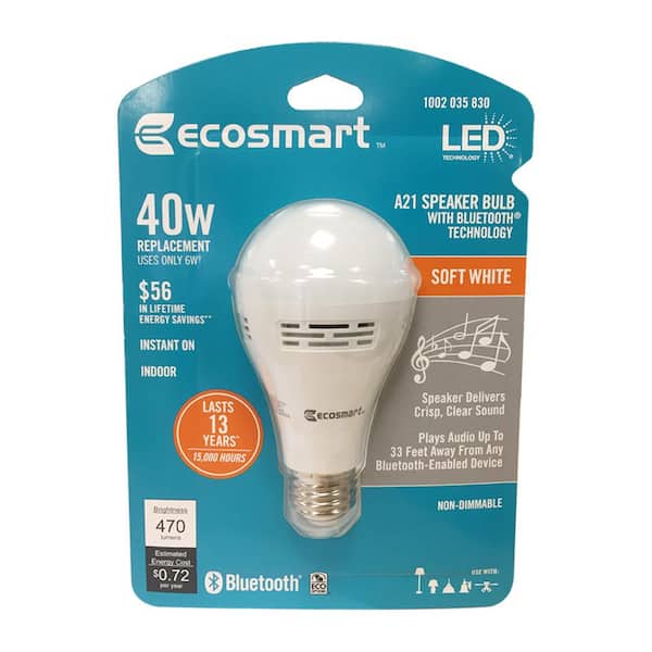 Ecosmart 40 Watt Equivalent A21 Non, Speaker Light Bulbs Home Depot
