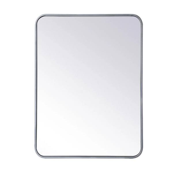 Miscool Anky 24 in. W x 32 in. H Rectangle Aluminum Alloy Wall Mirror Horizontal and Vertical Bathroom Vanity Mirror in Silver