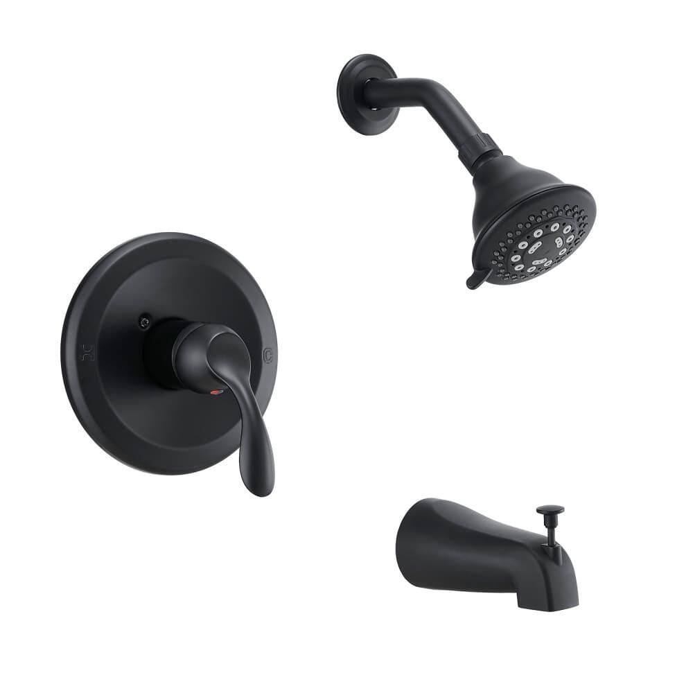 Single Handle 5-Spray Wall Mounted Tub and Shower Faucet 1.8 GPM Modern High Pressure Brass Shower System in Matte Black price history on PriceWatchPro