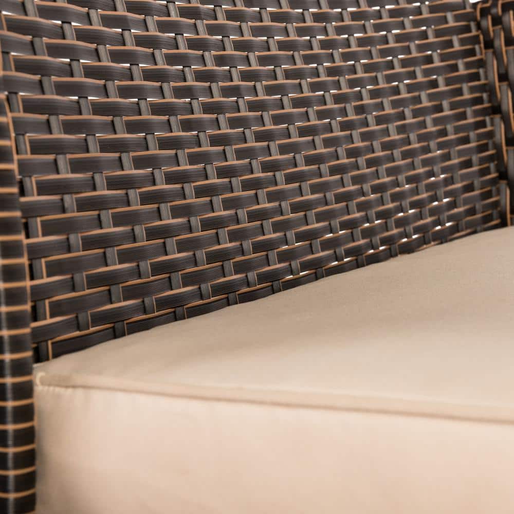 Mocha Wicker Outdoor Armchair with Khaki Cushion