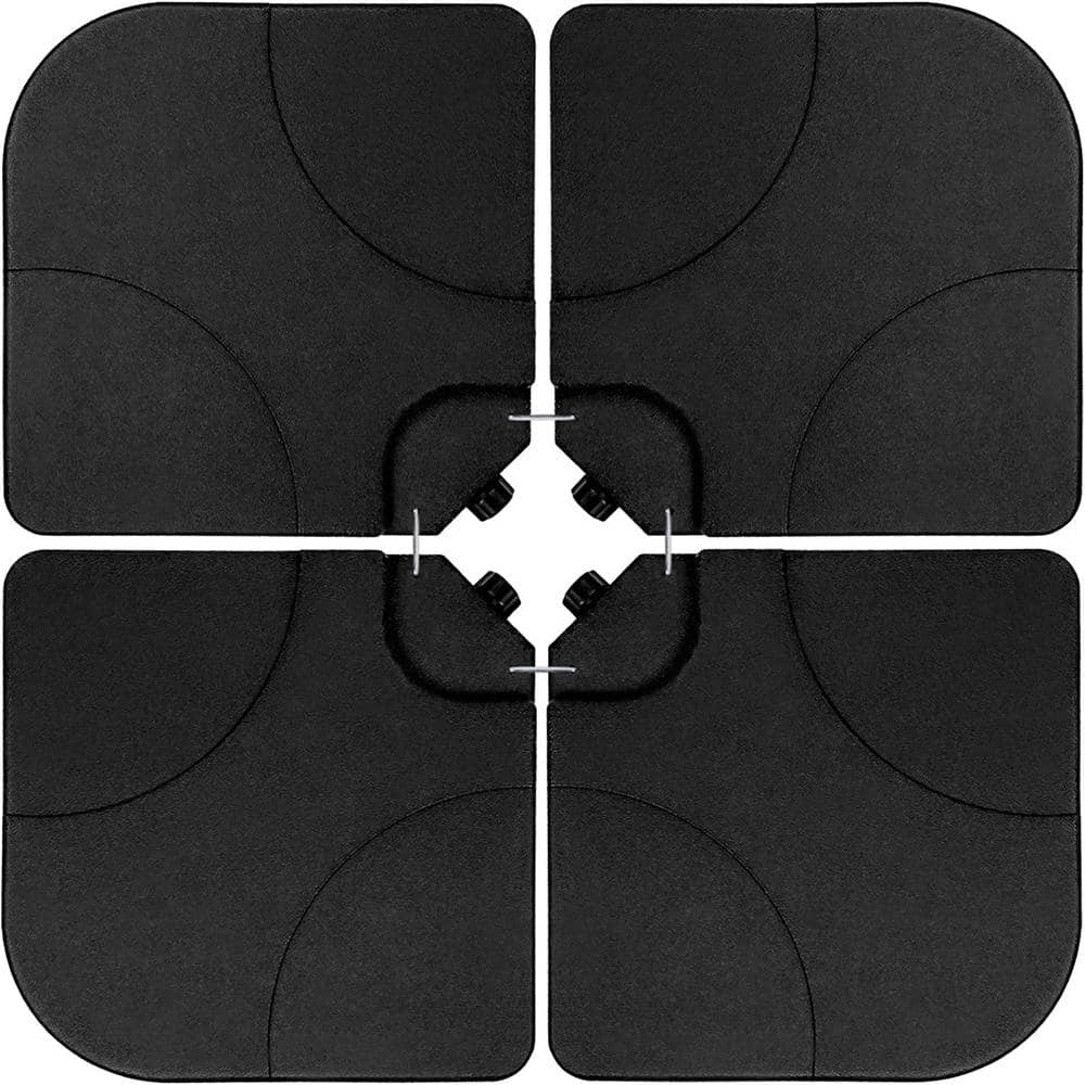 4-Piece Plastic Patio Umbrella Base Plate Set with Easy-Fill Spouts and Han