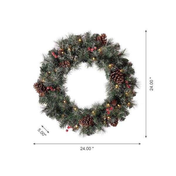 Glitzhome 9 ft. Pre-Lit White Pine Artificial Christmas Garland, with 50  Warm White LED Lights and Timer 2016000025 - The Home Depot