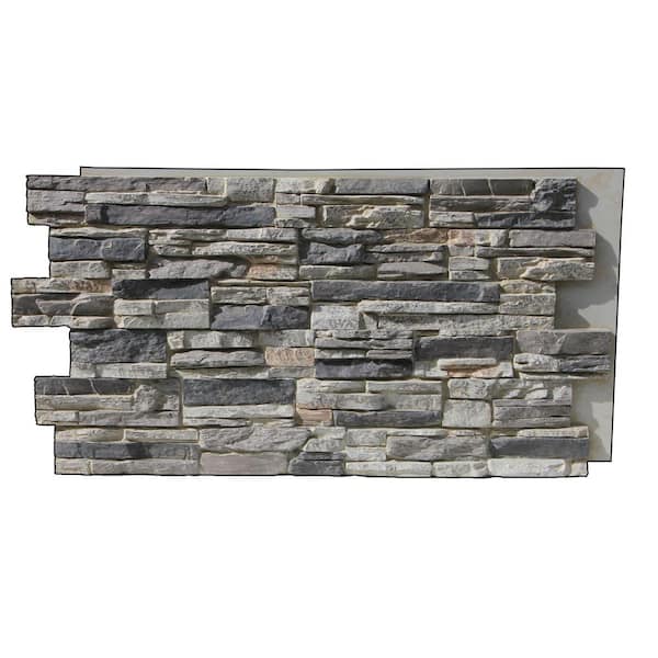 Superior Building Supplies Cliff Grey 24 in. x 48 in. x 1-1/4 in. Faux Grand Heritage Stack Stone Panel
