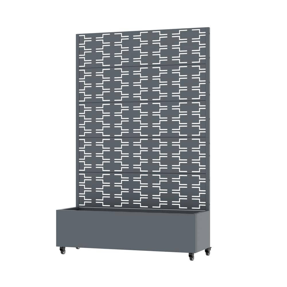 72 in. H x 47 in. W Charcoal Outdoor Galvanized Steel Privacy Screen Planter Box Trellis with Detachable Wheels price history on PriceWatchPro