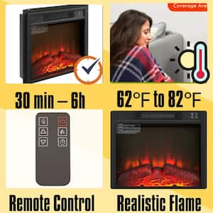 18 in. Electric Fireplace Insert 1400-Watt Heater with Remote Control, Overheating Protection in Black