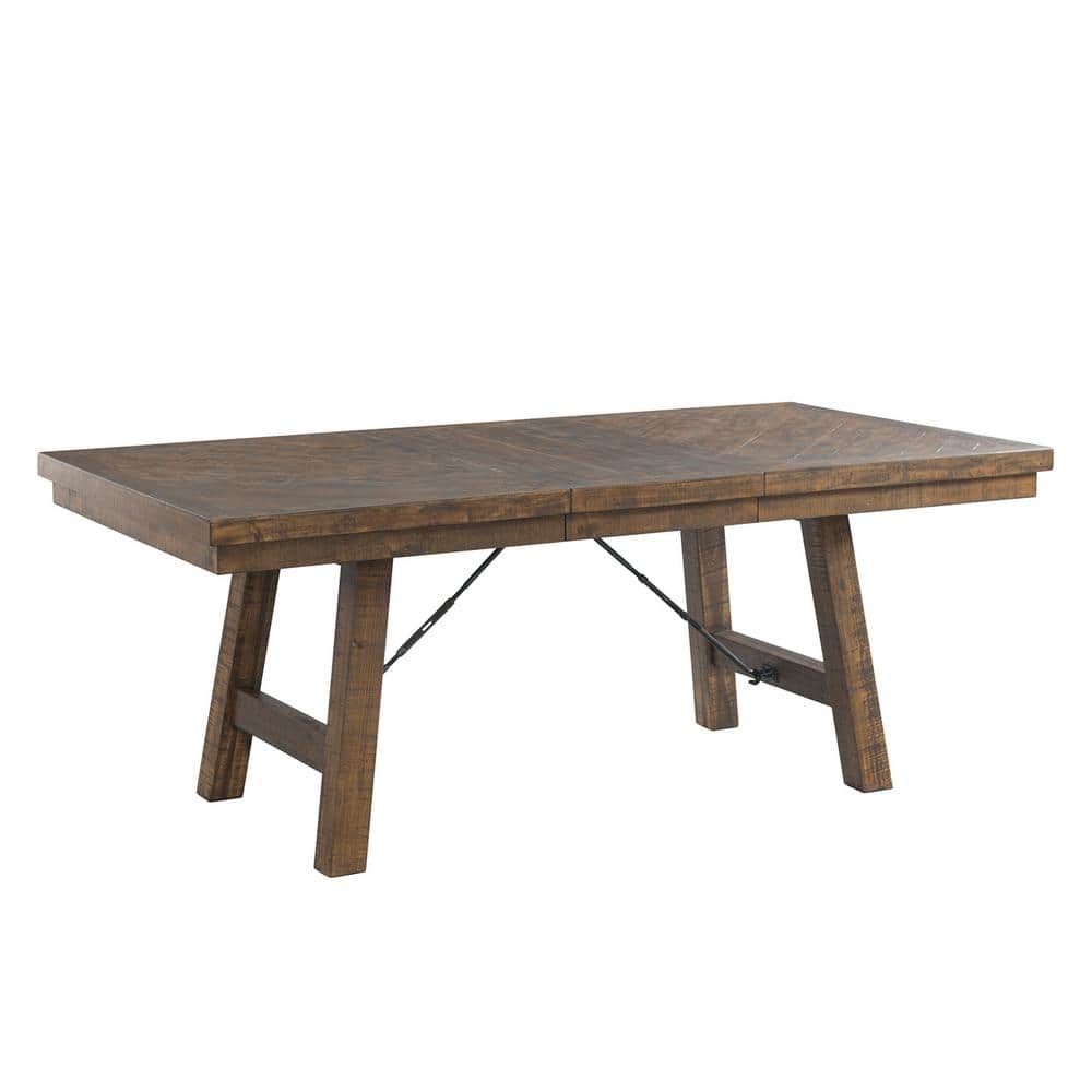 Rustic Flair Extendable Dining Table in Smokey Walnut with Turnbuckle Accents