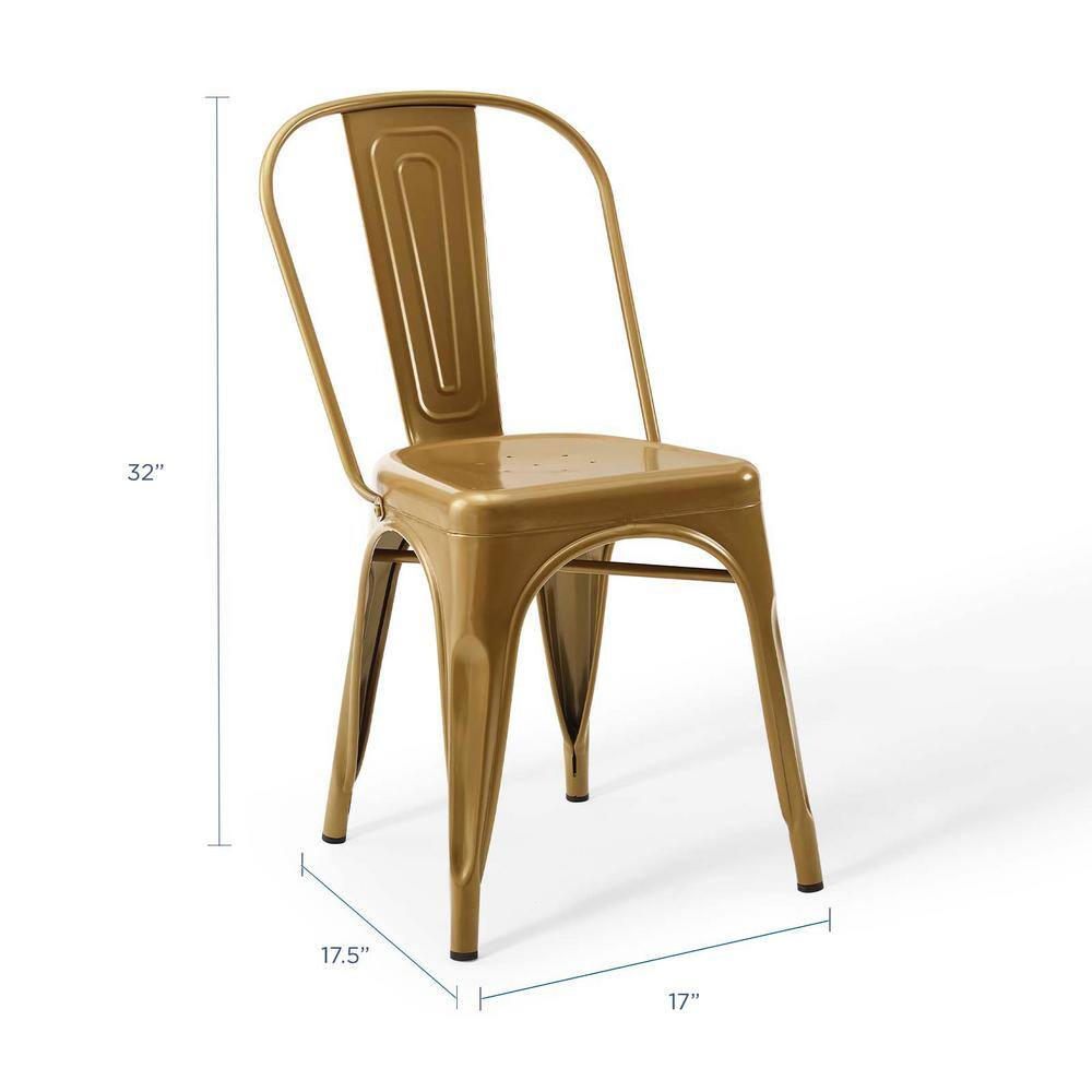 Gold Metal Bistro Dining Side Chair Set of 2