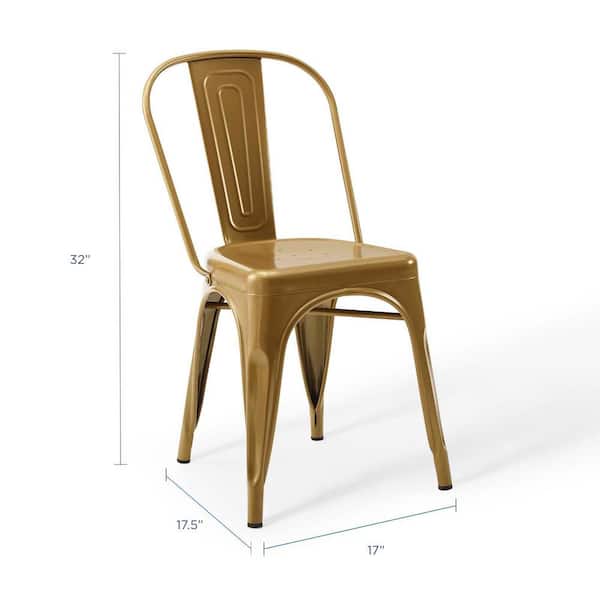 MODWAY Promenade Bistro Gold Dining Side Chair (Set of 2)