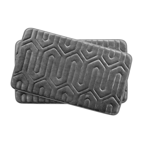 BounceComfort Thea Dark Gray 17 in. x 24 in. Memory Foam 2-Piece Bath Mat Set