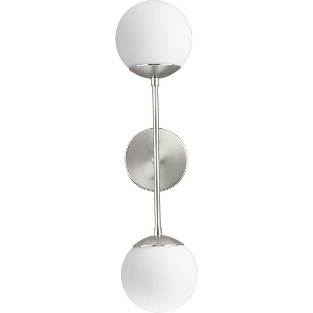 Haas Brushed Nickel 24" Modern Wall Sconce with Opal Glass Globes