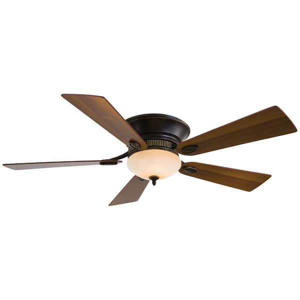 MINKA-AIRE Delano II 52 in. LED Indoor Dark Restoration Bronze Flush Mount Ceiling Fan with Light and Wall Control