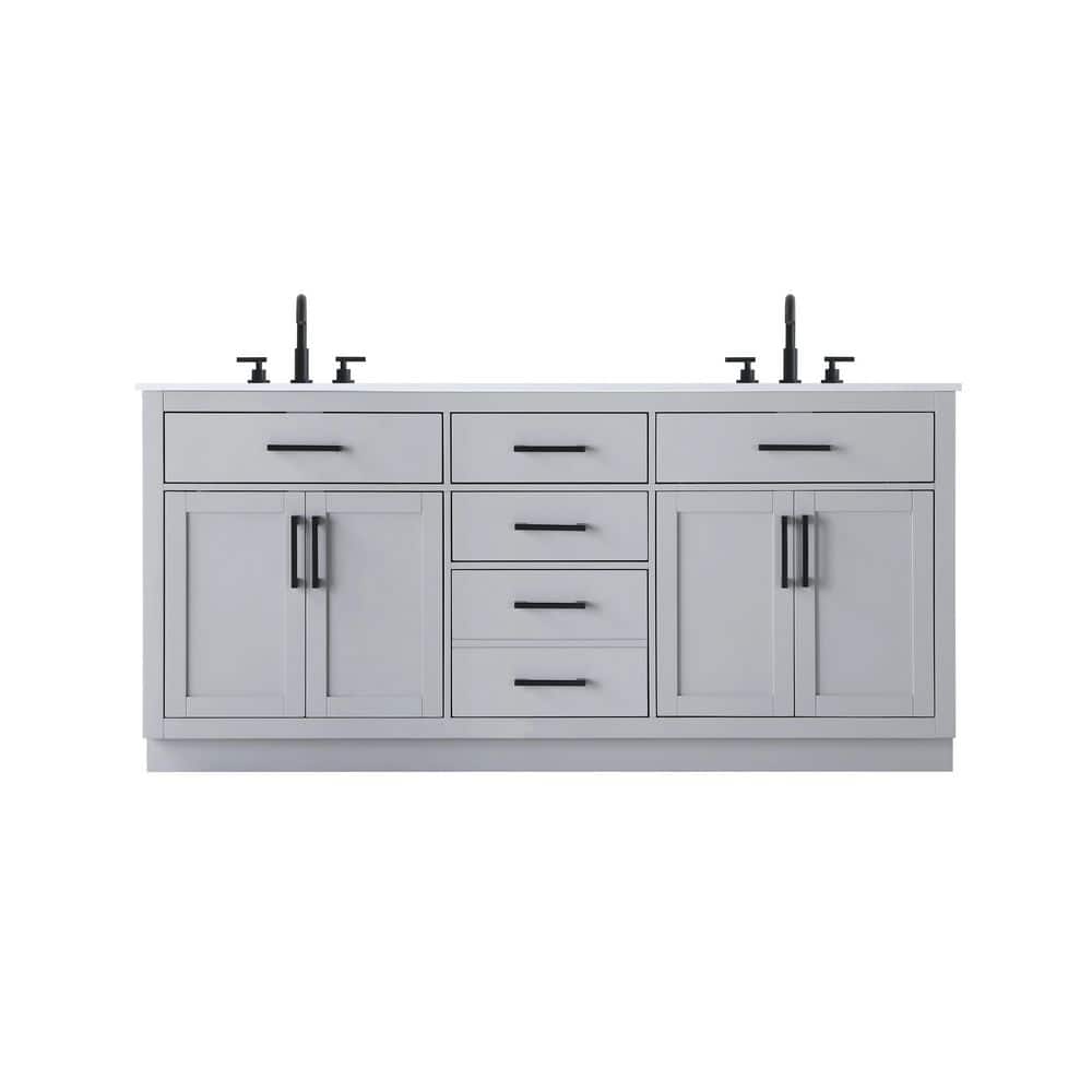 72 in. Double Sink Grey Bath Vanity with White Engineered Marble Top price history on PriceWatchPro